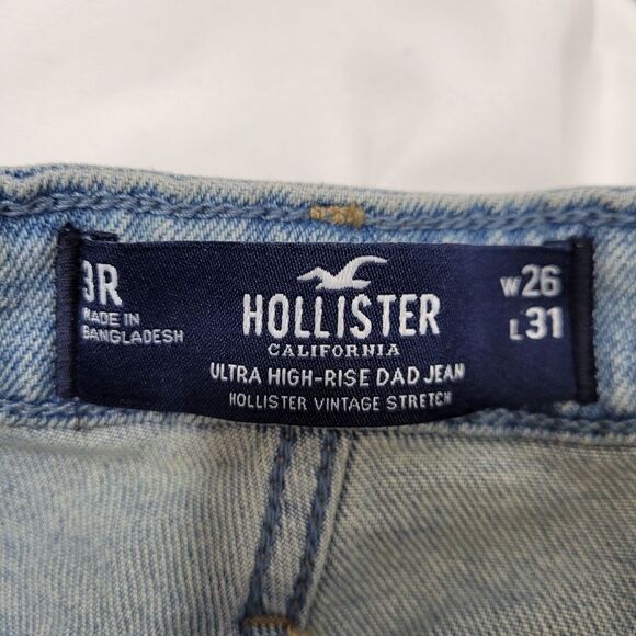 HOLLISTER plaid patchwork ultra high rise dad jeans straight leg 3/26 ASO TV - Picture 6 of 13